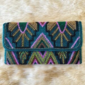Anthropologie Multicolor Beaded Clutch
